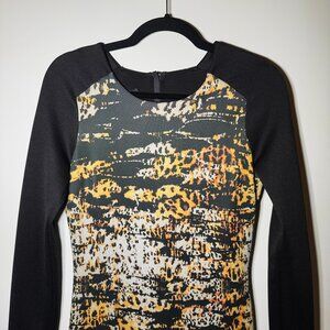BEBE Long Sleeve Printed Bodycon Dress - Size Medium